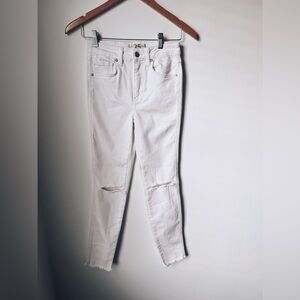 We The Free x Free People White Denim Distressed Mid Rise Jeans Size 25